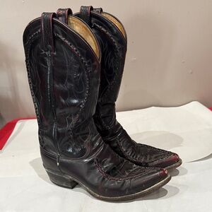 Vintage Dan Post Black and Red Western Boots